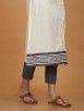 Off White Embroidered Cotton Dyed Kurta with Grey Pants - Set of 2