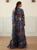 Blue Printed Crepe Hand Embroidered Blouse with Cape and Sharara - Set of 3