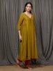 Mustard Yellow Embellished Cotton Silk Anarkali Kurta with Cambric Cotton Pants - Set of 2