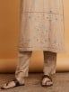 Beige Embroidered Linen Kurta with Pants and Peach Silk Dupatta - Set of 3