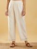 Ivory Applique Embroidered Cotton Silk Kurta with Pants - Set of 2