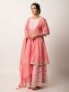 Pink Bandhani Printed Cotton Sequins Work Kurta with Tie and Dye Skirt and Mulmul Leheriya Dupatta - Set of 3
