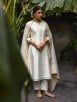 Off White Embroidered Chanderi Kurta with Cotton Pants and Brocade Dupatta - Set of 3