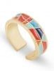 Multicolor Hand Painted Brass Ring- Set of 3