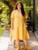 Yellow Hand Embroidered Cotton A- Line Dress