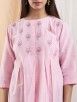 Pink Embroidered  Cotton Dress