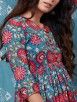 Blue Red Hand Block Printed Cotton Double Layered Dress