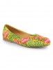 Yellow Printed Silk Loafers