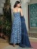 Blue Hand Block Printed Cambric Cotton Anarkali Suit-Set of 3