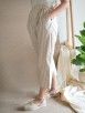 Beige Hand Block Printed Cotton Striped Pants