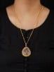 Gold Toned Brown Natural Stone Metal Pendant Necklace