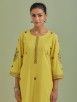 Yellow Embroidered Cotton Suit with Kota Dupatta - Set of 3