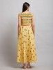 Yellow Printed Cotton Gathered Maxi Dress