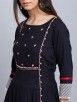 Black Embroidered Viscose Kurta with Red Cotton Pants - Set of 2