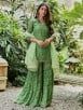 Green Printed Organza Gharara Suit - Set of 3