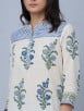 Blue White Hand Block Printed Cotton Kurta with Striped Pants and Dupatta - Set of 3