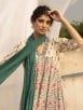 Off White Green Hand Block Printed Cotton Suit with Mulmul Dupatta - Set of 3