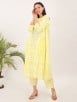 Yellow Handwoven Cotton Jamdani Viscose Kurta with Pants- Set of 2
