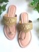 Old Rose Hand Embroidered Faux Leather Flats