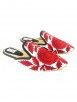 Red Embroidered Faux Leather Mules