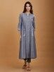 Grey Embroidered Cotton Kurta with Pants - Set of 2