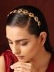 Gold Toned Red Handcrafted Brass Headband