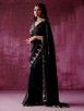 Black Hand Embroidered Organza Saree with Chanderi Blouse Piece