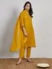 Mustard Yellow Hand Embroidered Cotton Silk Suit - Set of 3