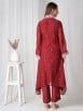 Red Embroidered Chanderi Asymmetric Kurta with Pants- Set of 2