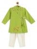 Green Embroidered Cotton Kurta with Pajama - Set of 2