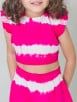 Pink White Cotton Tie and Dye Crop Top with Culottes - Set of 2