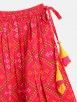 Pink Bandhani Cotton Blouse with Lehenga and Yellow Tulle Dupatta - Set of 3