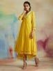 Yellow Embroidered Chanderi Gathered Kurta with Cotton Pants - Set of 2