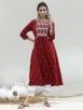 Maroon Embroidered Cotton Kurta with Ivory Pants - Set of 2