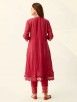 Red Lace Crinkled Cotton Kurta with Slip