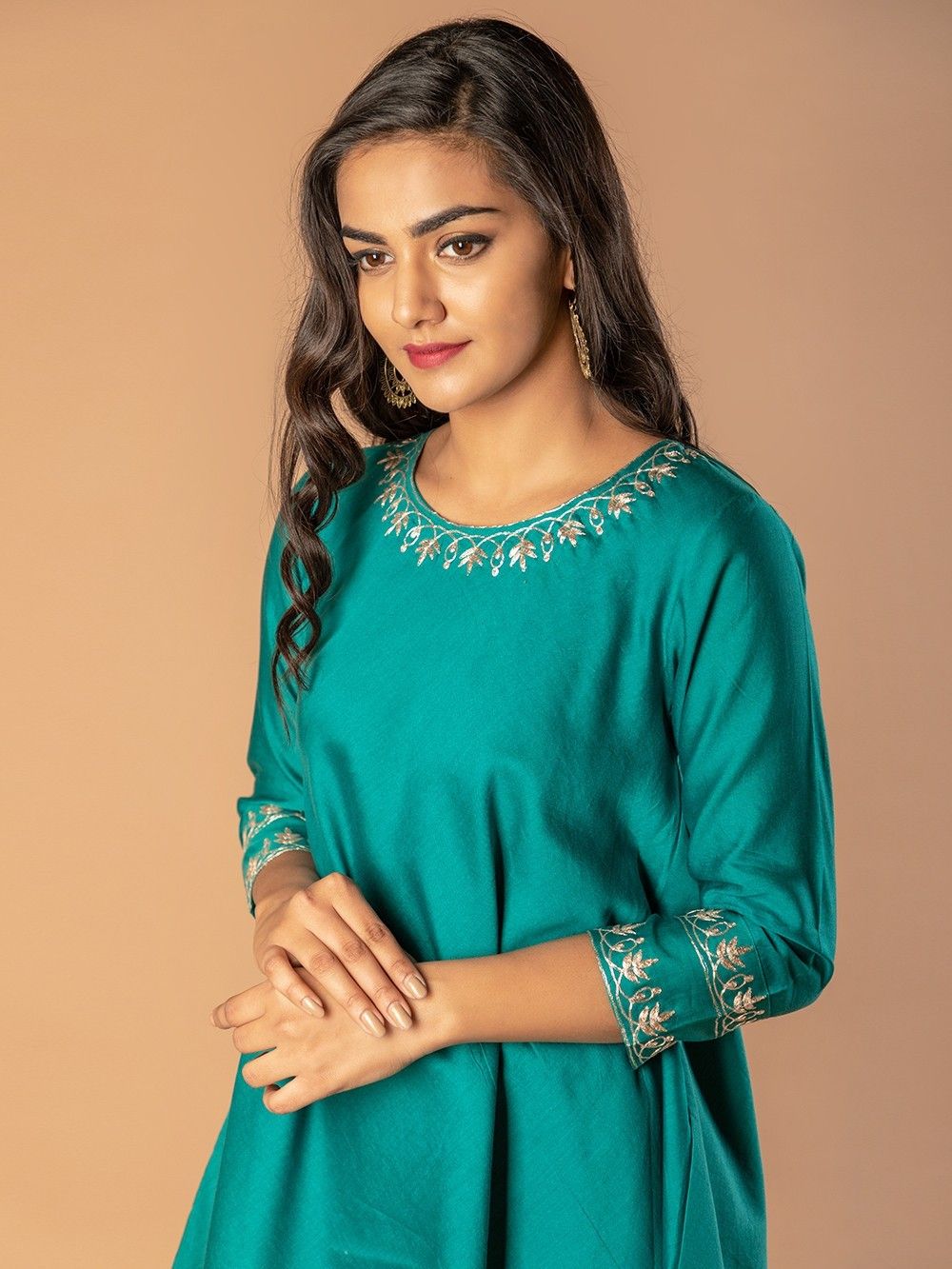 Chanderi Teal Crop Top