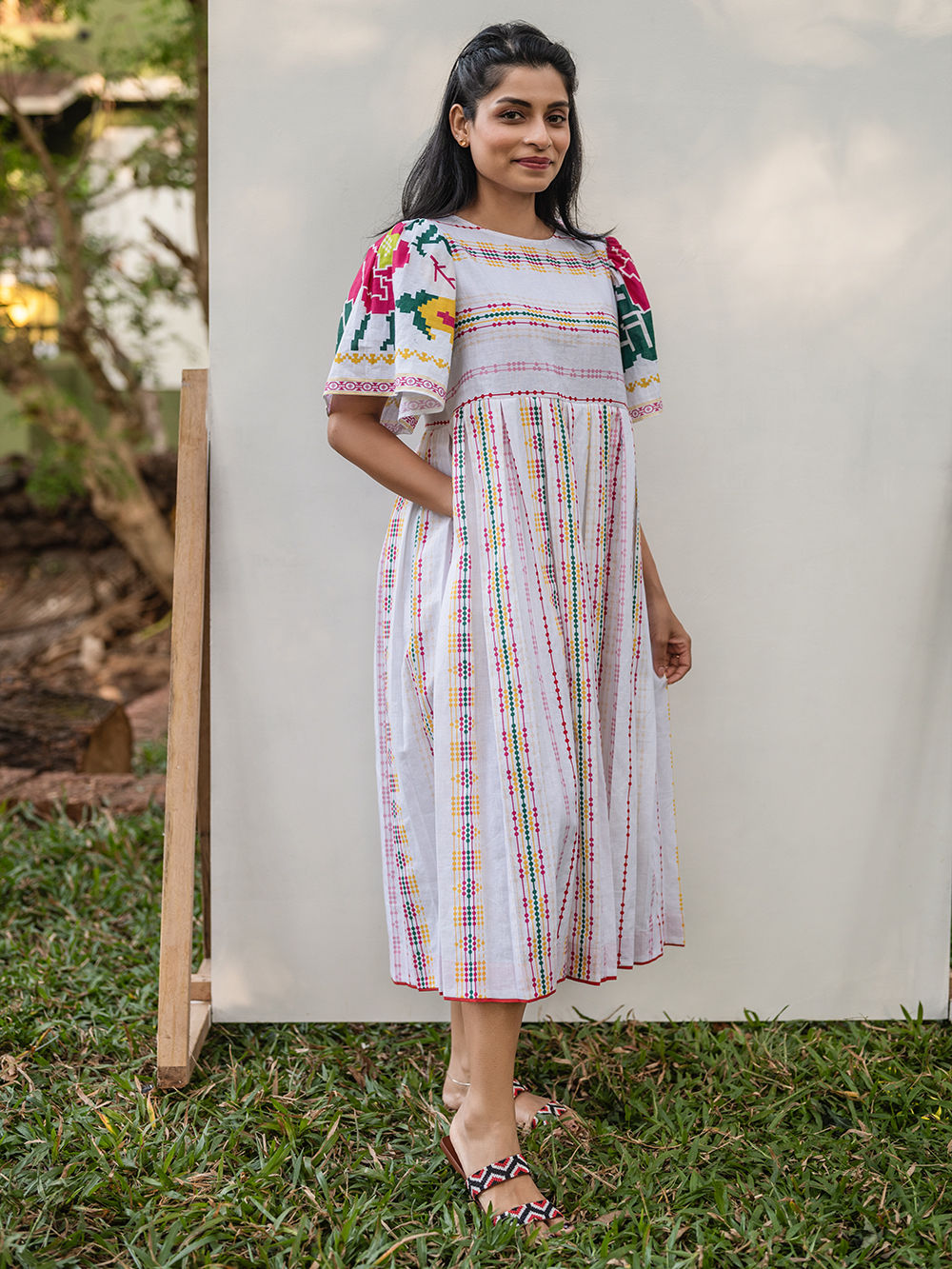 chinese dress ladies Bounce Pure Linen Hand Embroidered Summer Dress For Women Online   Okhaistore