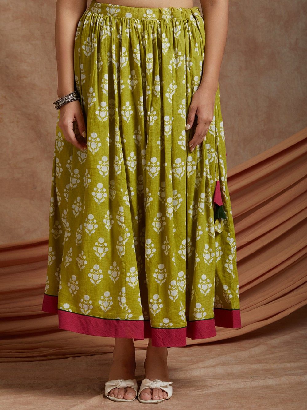 Green Printed Cotton Skirt