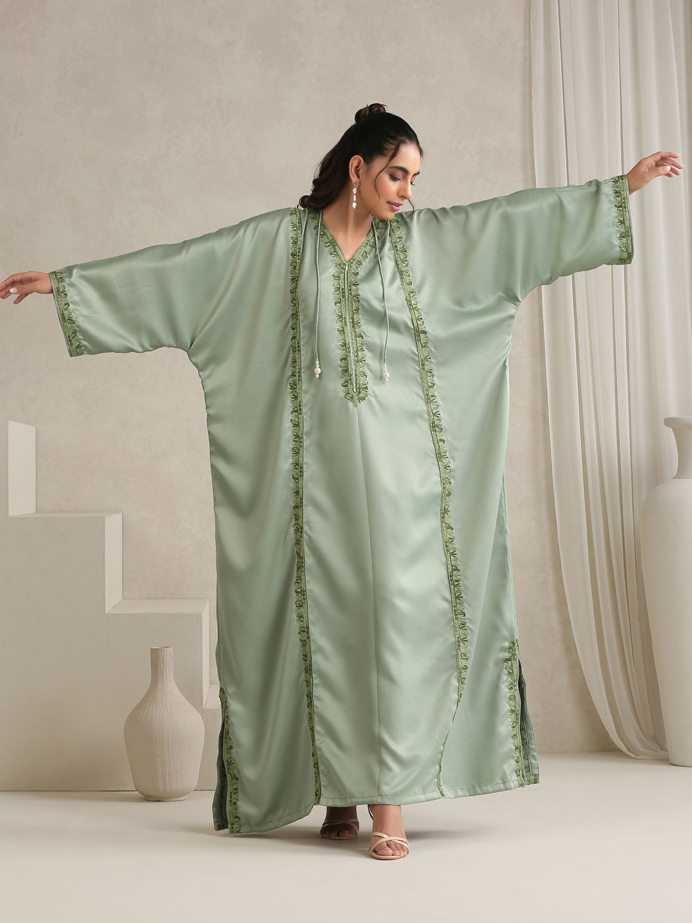 sachin and babi light blue dress Embroidered Ruffled Cap Sleeve Midi Dress main image 0