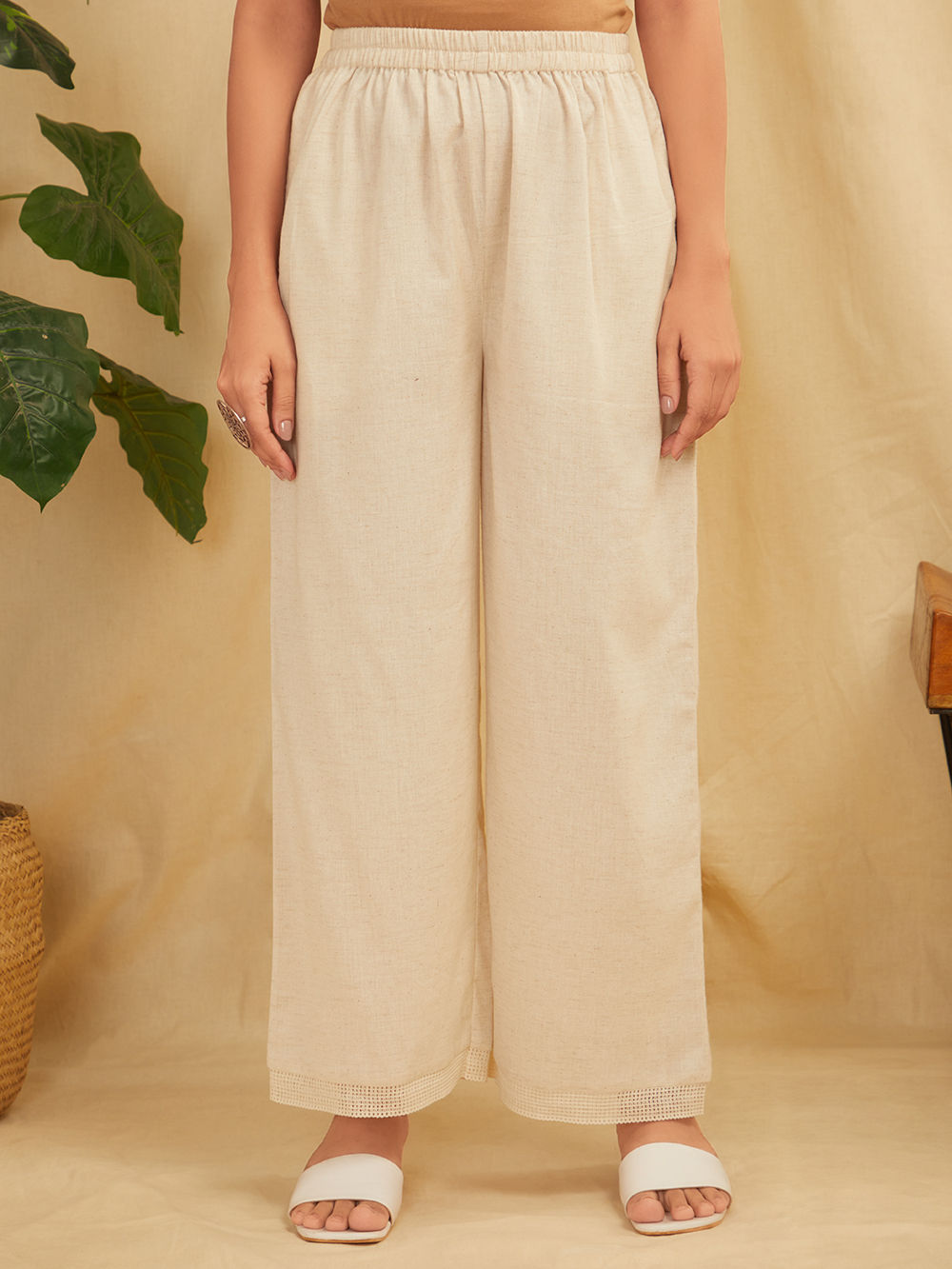 Ivory Cotton Linen Pants