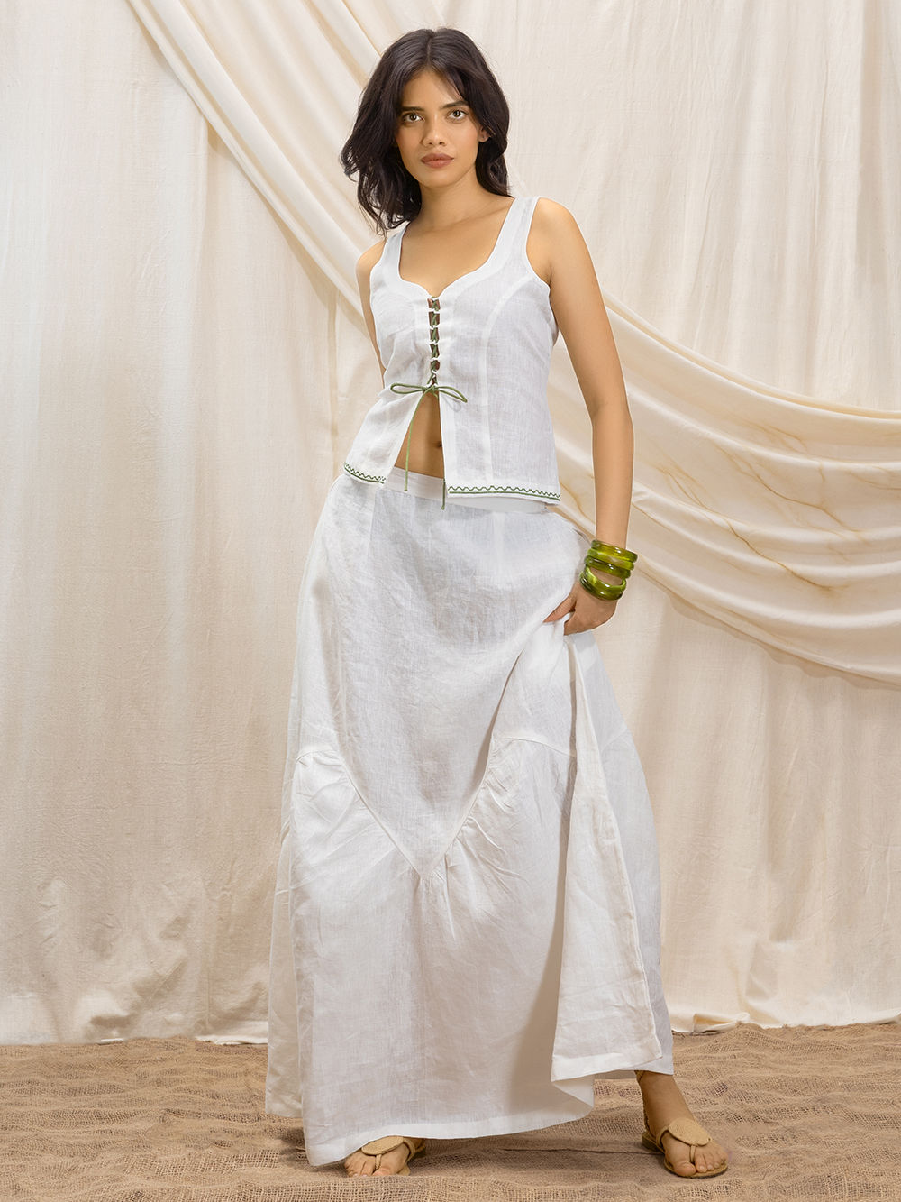 White Linen Skirt