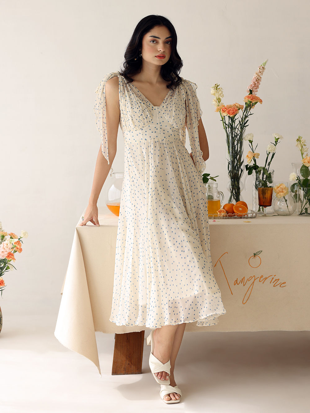 white polka dot chiffon dress Zapakasa Women Black and White Chiffon Midi Boho Polka Dot Dress with Ruffles A Line V-Neck 3/4 Sleeves Summer Dress