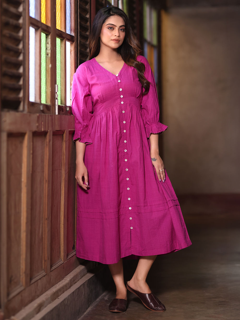 strapless open back dress Magenta Pink Long Sleeve Sweater Mini Dress main image 1