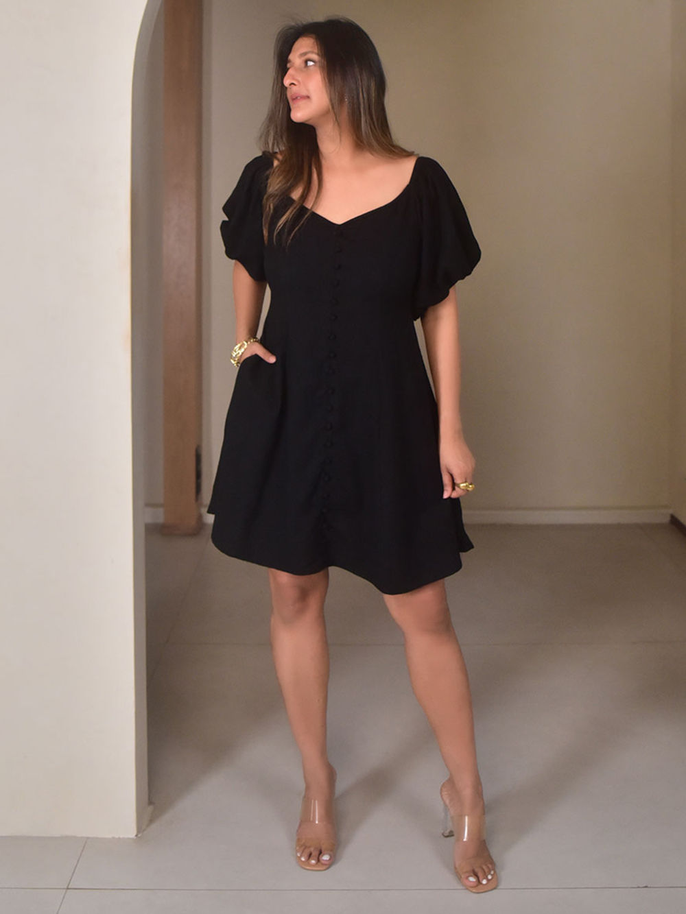 princess polly baby blue dress ALAÏA Ruched crushed-velvet turtleneck midi dress