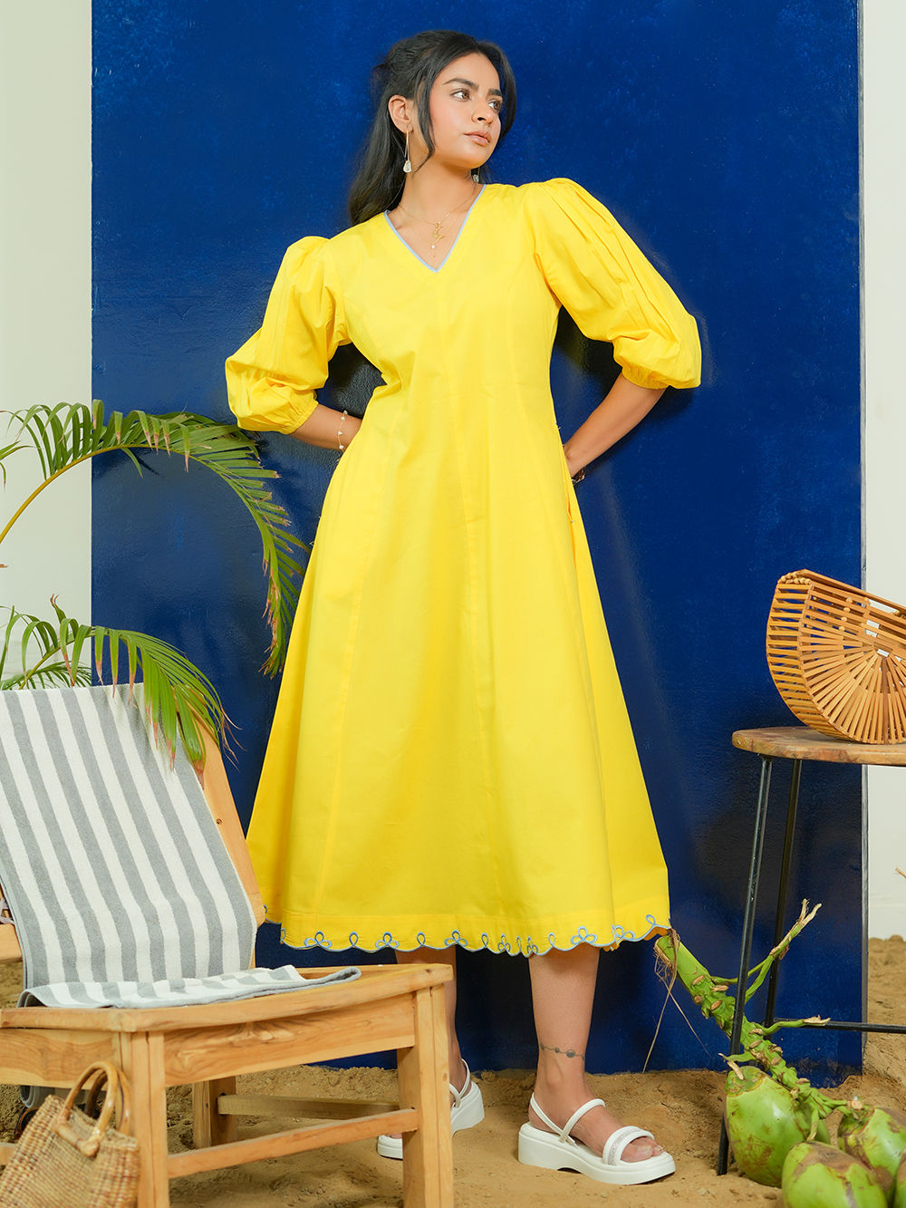 sachin and babi light blue dress Ava Mini | Yellow, Pink & Green Floral Dress