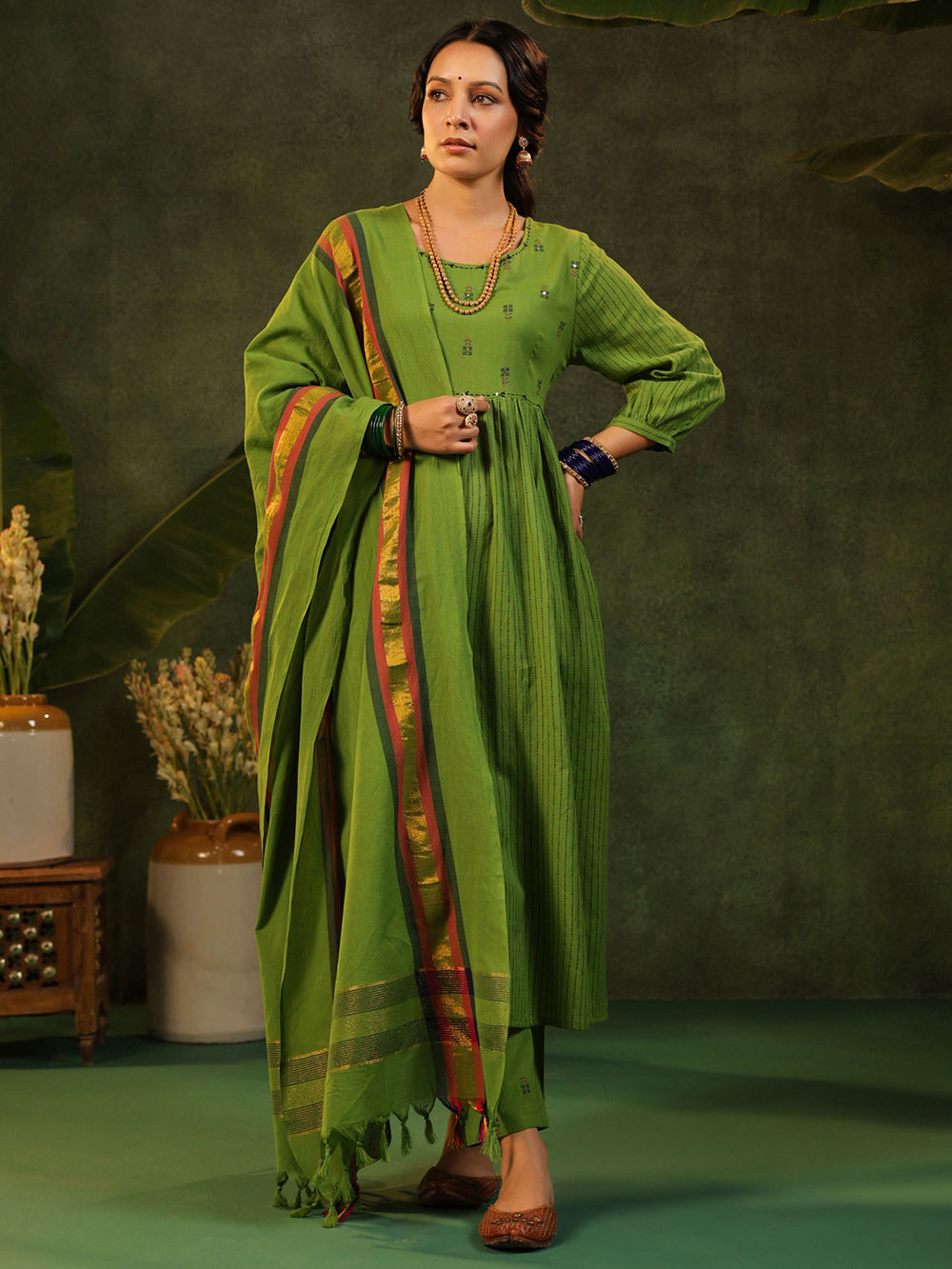 sundance green dress Elodie Jersey Maxi Dress-Green, Ornamental Floweret