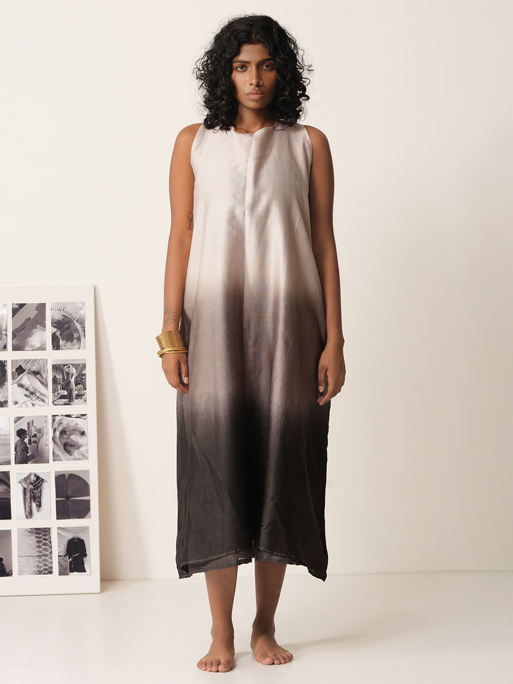 slim fit dress slacks Pleated 3/4 Sleeve Ombre Gown