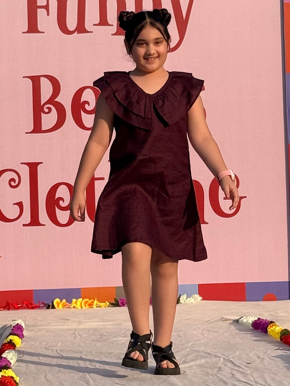 Maroon Linen Dress