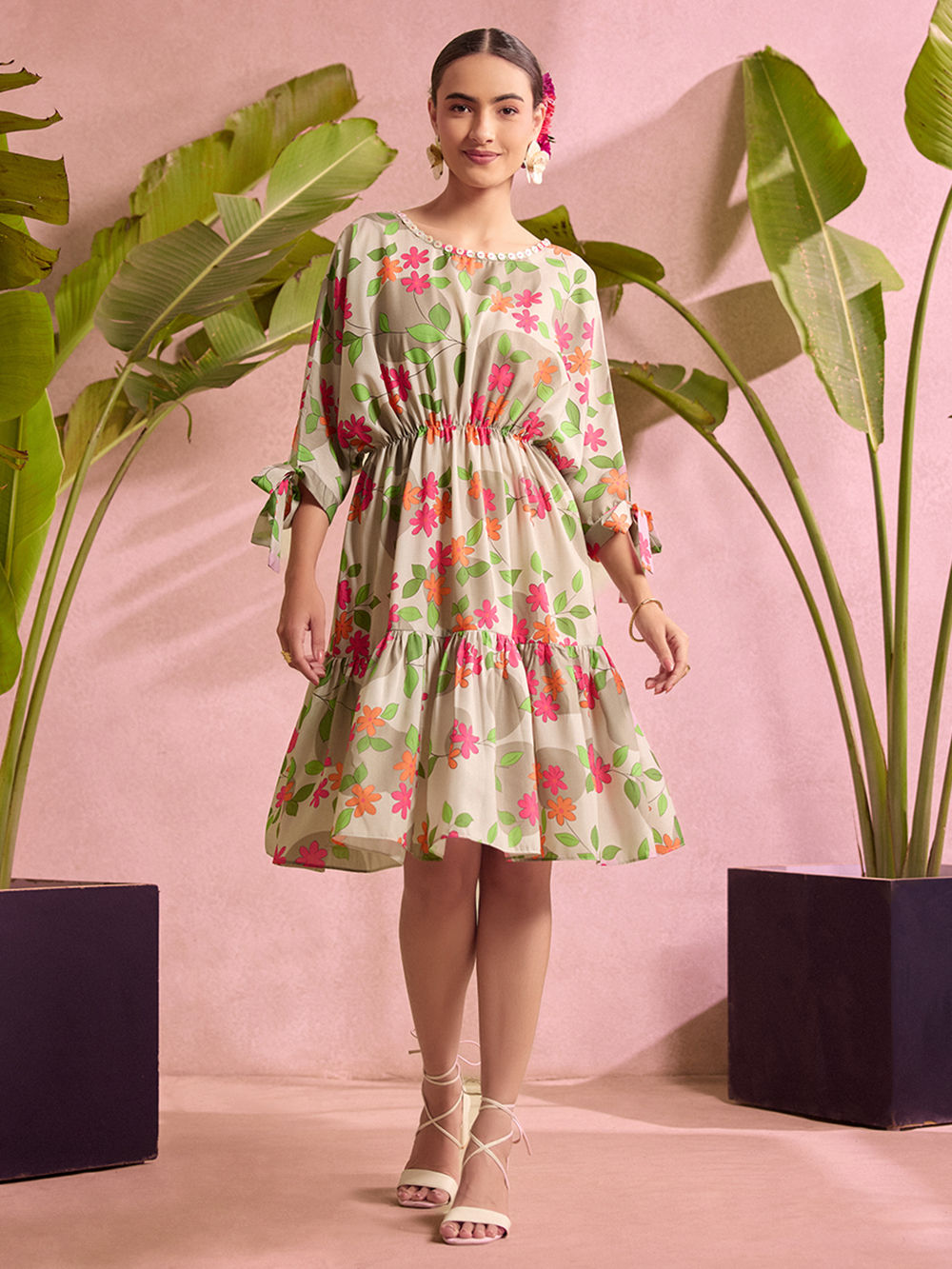 sachin and babi light blue dress Cerise Floral Print Halterneck Maxi Dress