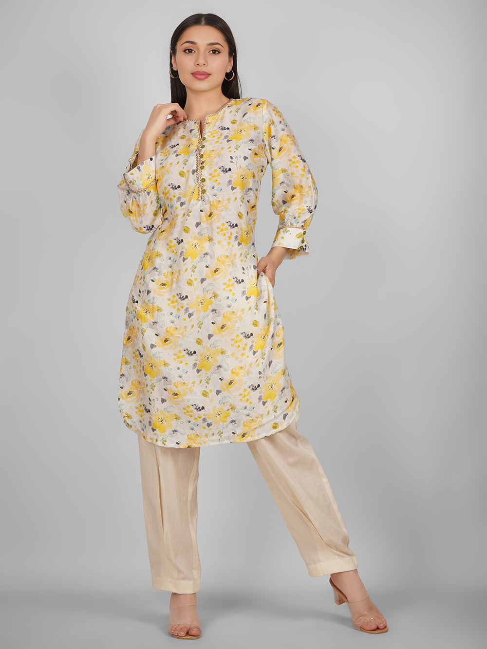 Multicolor Printed Cotton Silk Kurta